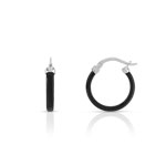 Boucles d&rsquo;oreilles or 375 blanc c&eacute;ramique noire