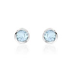 Boucles d&rsquo;oreilles or 375 blanc topaze bleue trait&eacute;e