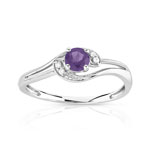 Bague or 375 blanc am&eacute;thyste et rubis et diamant