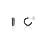 Boucles d&rsquo;oreilles or 375 blanc c&eacute;ramique noire diamant