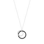 Collier or 375 blanc c&eacute;rmamique noire et diamant