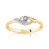 Bague or 375 2 tons saphir et zirconia