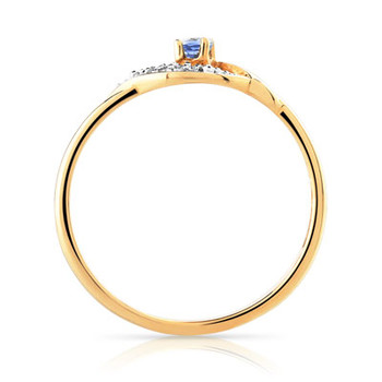 Bague or 375 2 tons saphir et zirconias