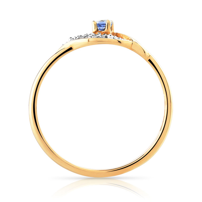 Bague or 375 2 tons saphir et zirconia - vue V2