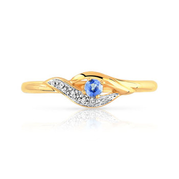 Bague or 375 2 tons saphir et zirconias