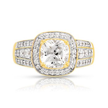 Bague or 375 2 tons carrée zirconias