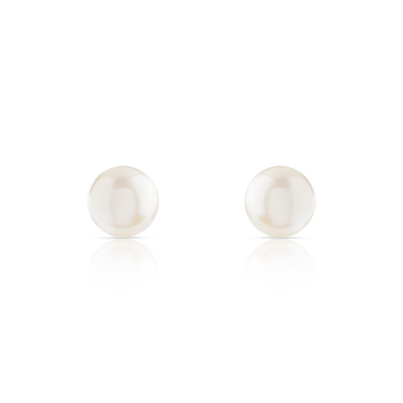 Boucles d'oreilles or 375 jaune cabochons perles de culture de Chine - vue D1