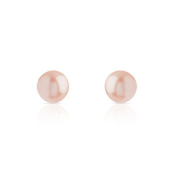 Boucles d'oreilles or 375 jaune cabochons perles de culture de Chine orangées