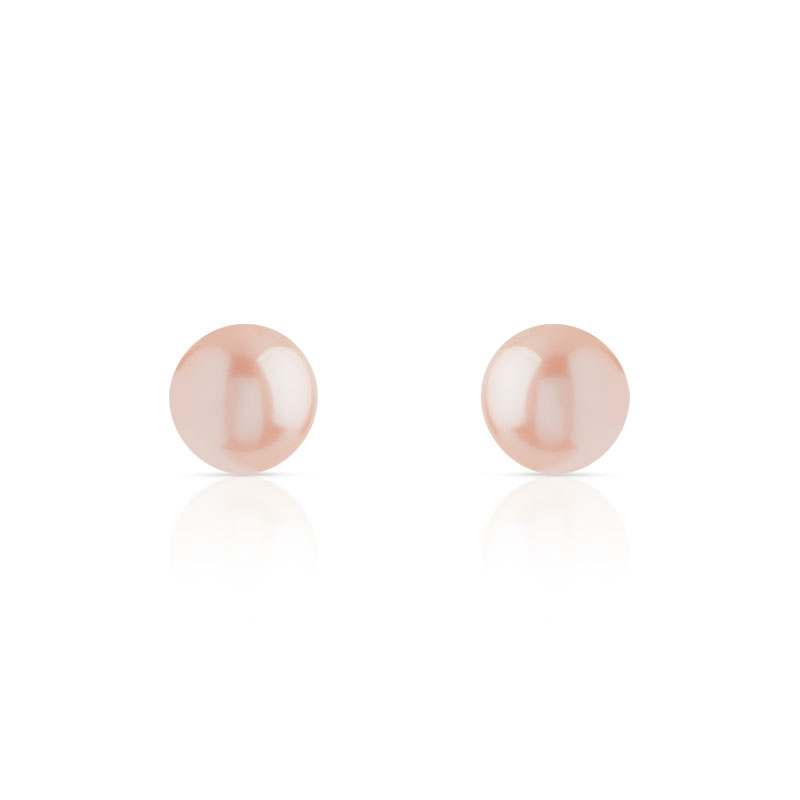 Boucles d'oreilles or 375 jaune cabochons perles de culture de Chine orangées - vue D1