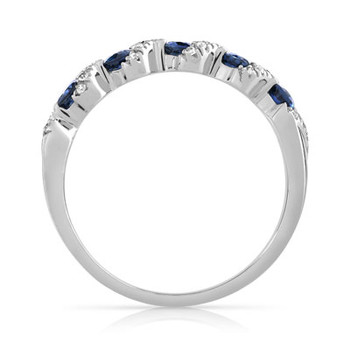 Bague or 375 blanc saphirs et diamants