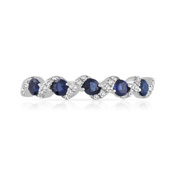 Bague or 375 blanc saphirs et diamants