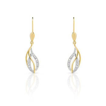 Boucles d'oreilles or 375 2 tons dormeuses diamants