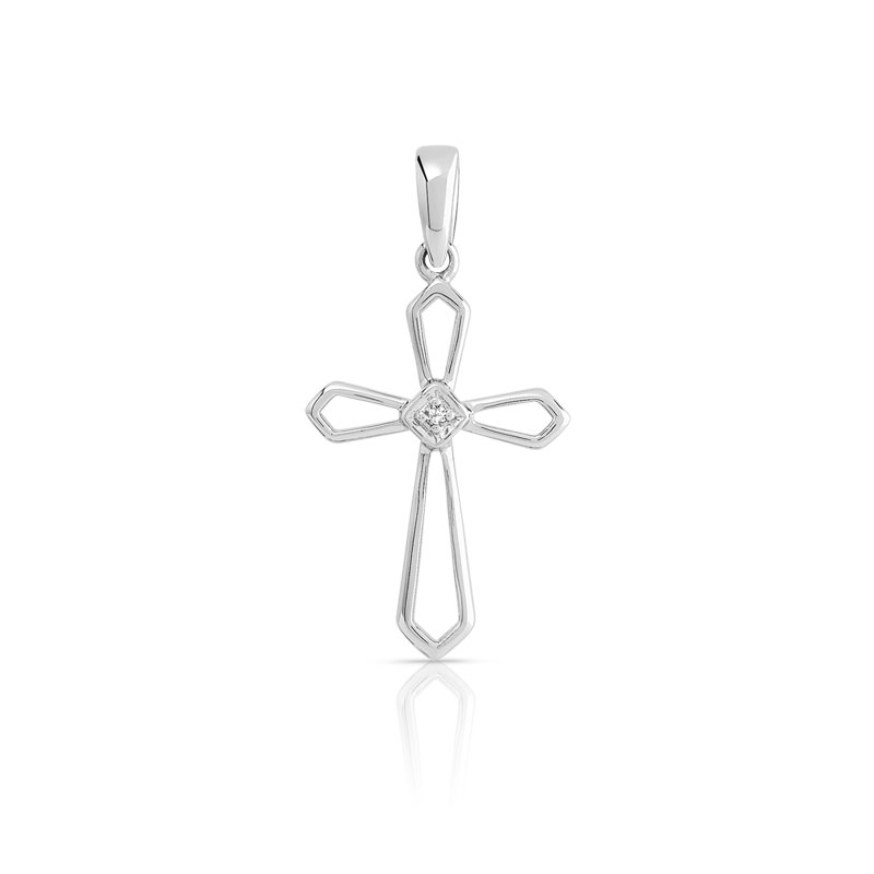 Croix or 375 blanc diamant - vue 1