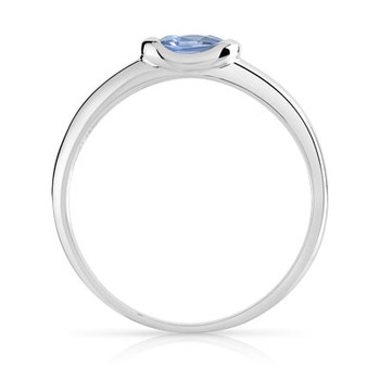 Bague or 375 blanc saphir ovale