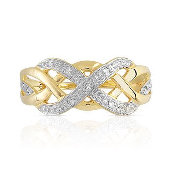 Bague or 375 2 tons tressée diamants