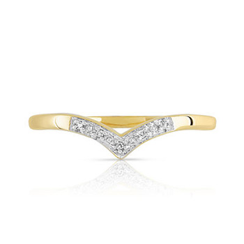 Bague or 375 2 tons 'V' diamants