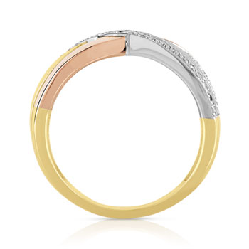 Bague 3 ors 375 entrelacée diamants