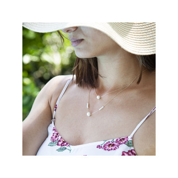 Collier or 375 jaune double rang perles de culture de Chine 45 cm