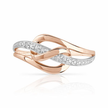 Bague or 375 rose rhodié noeud