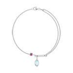 Bracelet or 375 blanc pierre fine