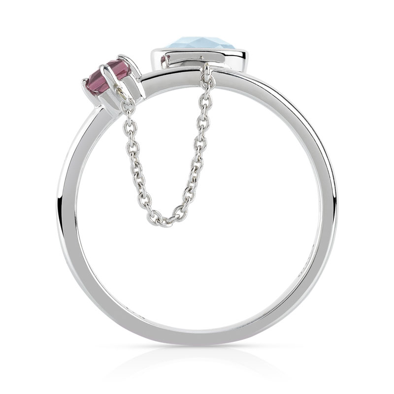 Bague or 375 blanc pierre fine - vue V2