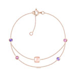Bracelet or 375 rose pierre fine