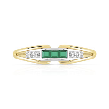 Bague 2 ors 375 émeraudes et diamants