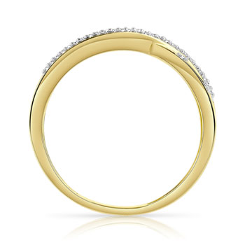 Bague or 375 2 tons anneaux entrelacés diamants