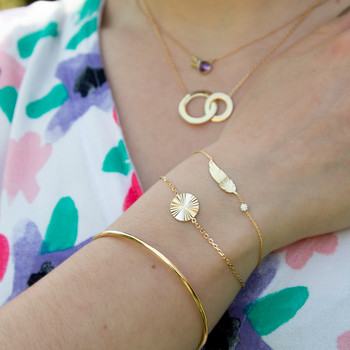Bracelet or 375 jaune plume zirconia