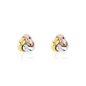 Boucles d'oreilles or 375 3 tons noeuds