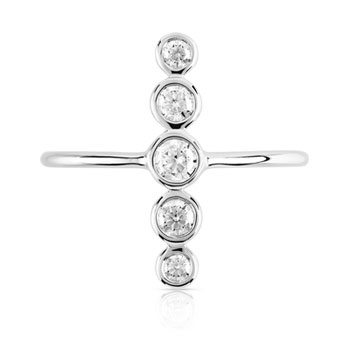 Bague or 375 blanc zirconia