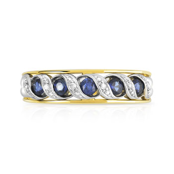 Bague 2 ors 375 saphirs et diamants