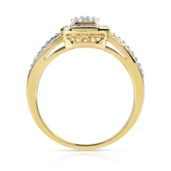 Bague or 375 2 tons rectangulaire diamants