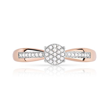 Bague or 375 rose 2 tons diamants
