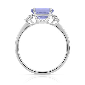 Bague or 375 blanc tanzanite ovale et diamants