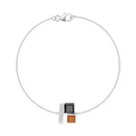 Bracelet or 375 blanc pierre fine et diamant
