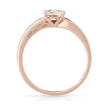 Bague or 375 rose morganite carrée et diamants