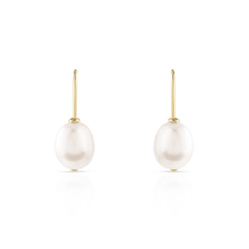 Boucles d'oreilles or 375 jaune pendants perles de culture de Chine