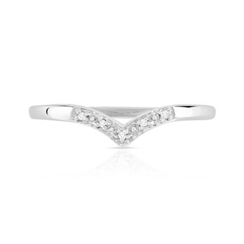 Bague or 375 blanc 'V' diamants