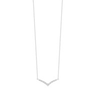 Collier or 375 blanc 'V' diamants 43 cm