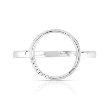 Bague or 375 blanc cercle diamants