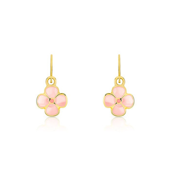 Boucles d'oreilles or 375 et laque brisures fleurs