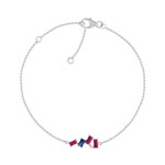 Bracelet or 375 blanc pierre precieuse et diamant