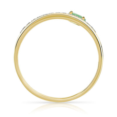Bague or 375 2 tons émeraude et diamant - vue 2