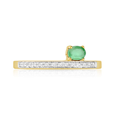 Bague or 375 2 tons émeraude et diamant - vue 3