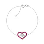 Bracelet or 375 blanc rubis et diamant