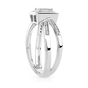 Bague or 375 blanc carrée diamants