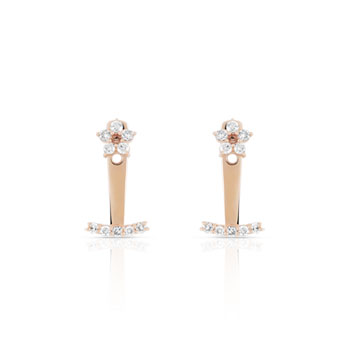 Boucles d'oreilles or 375 rose diamant