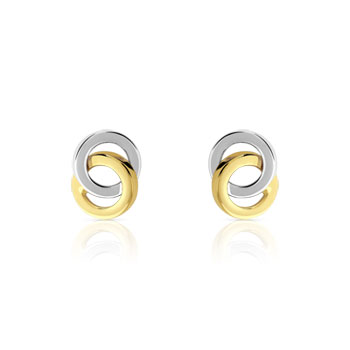 Boucles d'oreilles or 375 2 tons entrelacées