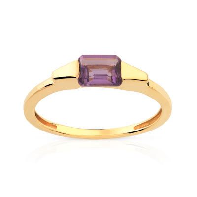 Bague or 750 jaune améthyste